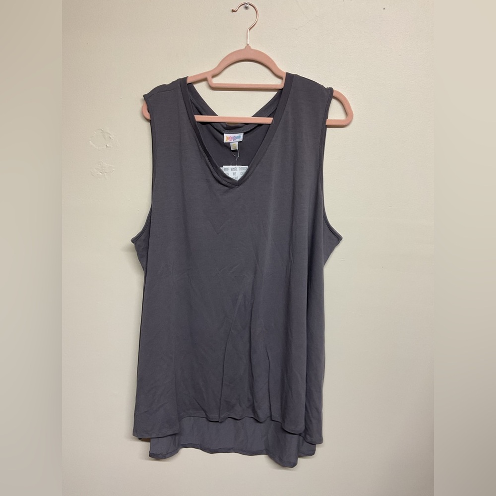 LuLaRoe Sleeveless V-Neck Tank Top - Charcoal